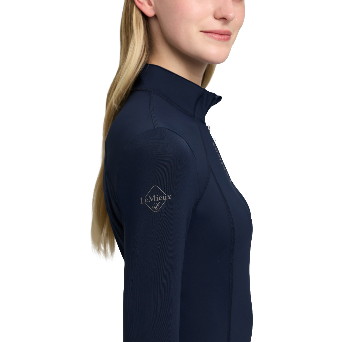 LeMieux Women's Classique Base Layer - Navy - Right Arm Logo Detail