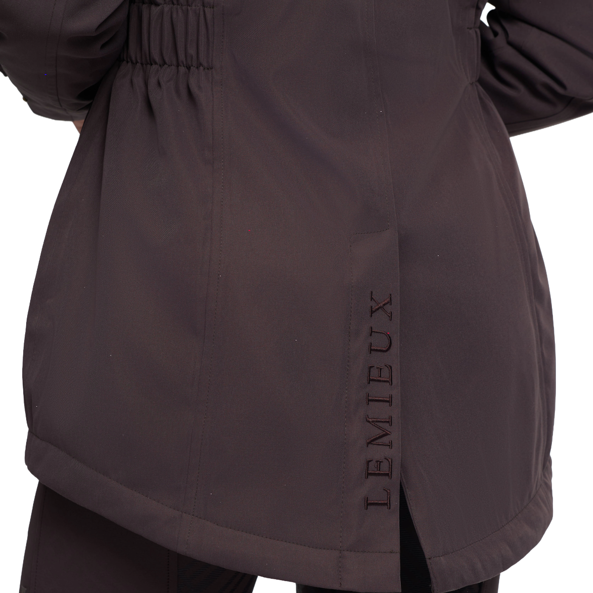 LeMieux Women's Heritage Beatrice Waterproof Coat-Cocoa-coat vent view