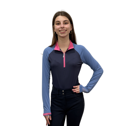 Kastel Women's Color Block Long Sleeve 1/4 Zip Sun Shirt