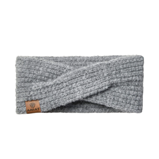 Ariat Women's Chilton Headband, Heather Grey, front view showing crisscross