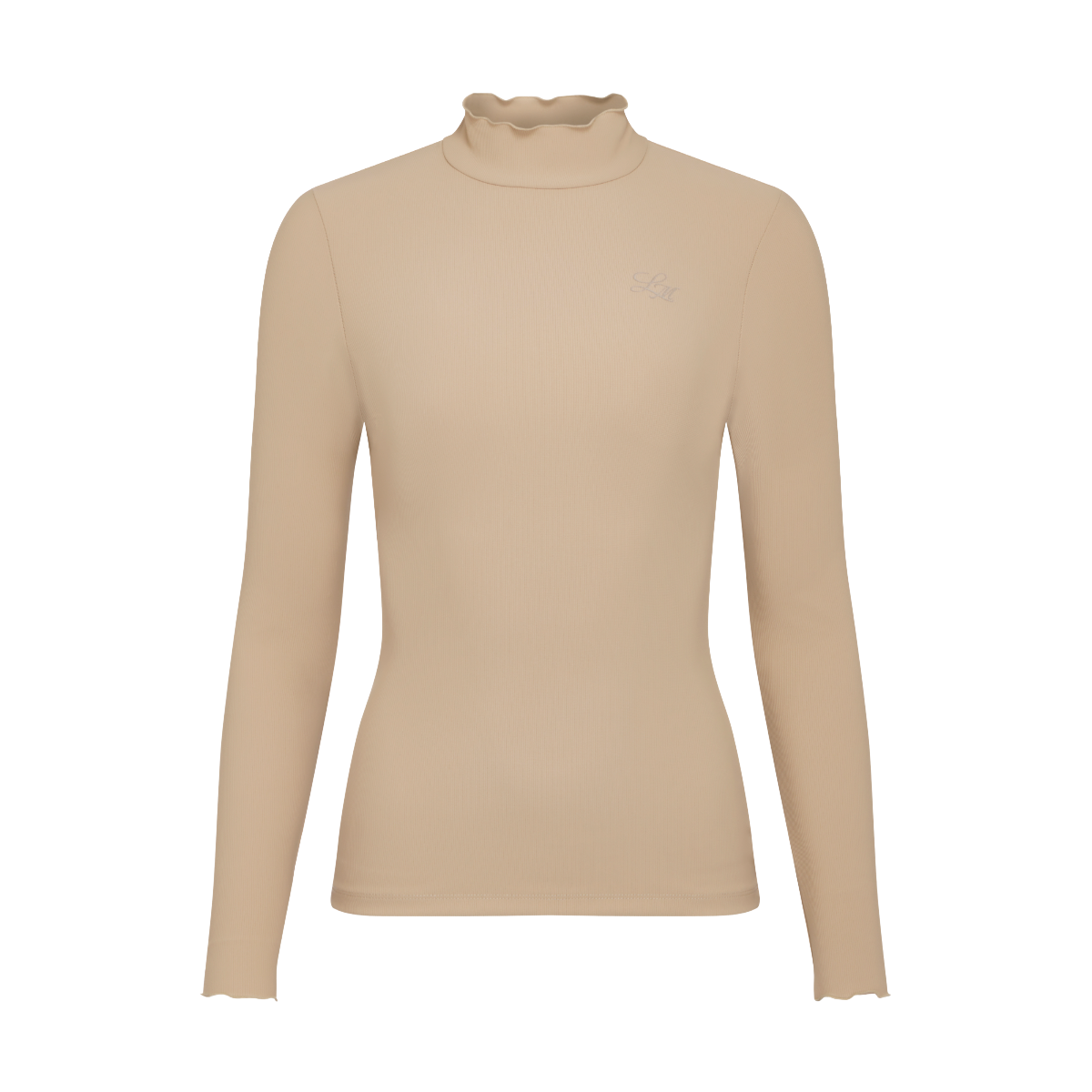 LeMieux Women's Lustre Ribbed Top front view in Champagne 
