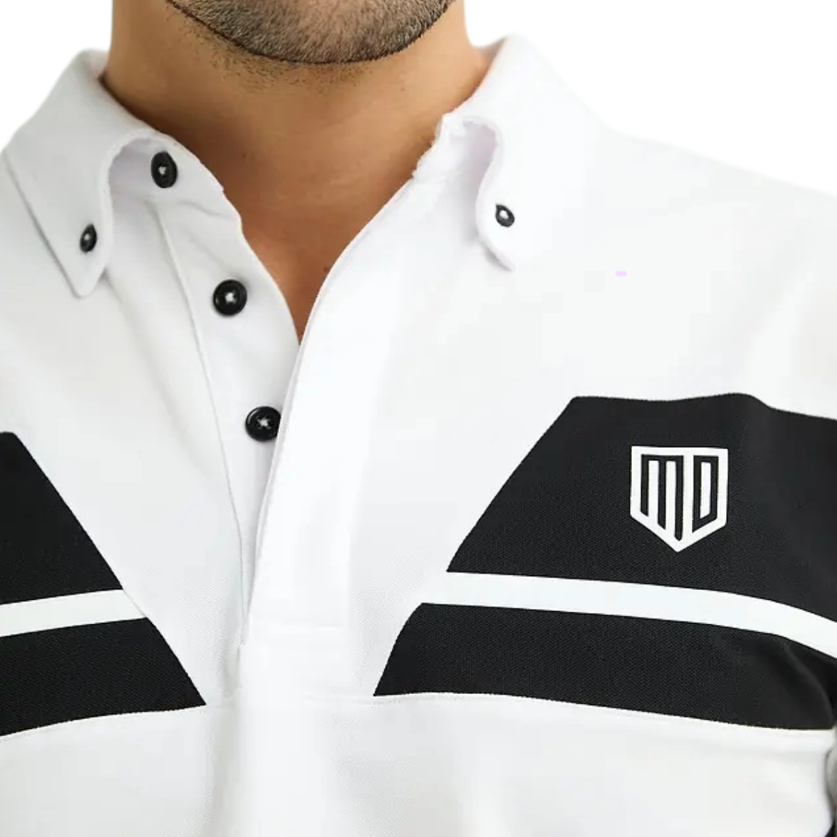 Maya Delorez Men's Tech Polo-White-Logo View
