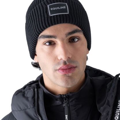 Equiline Unisex EQCAP Hat, Black, front view on model