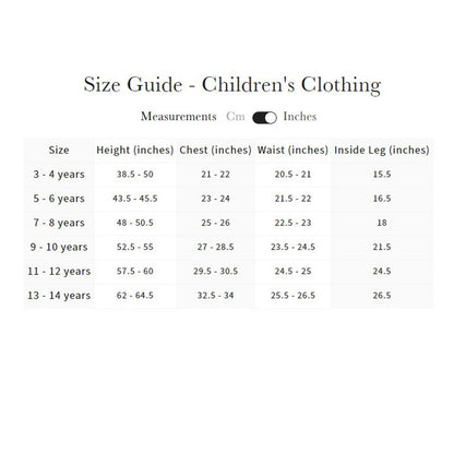 LeMieux Young Rider Trinity Teddy Gilet - Size Chart