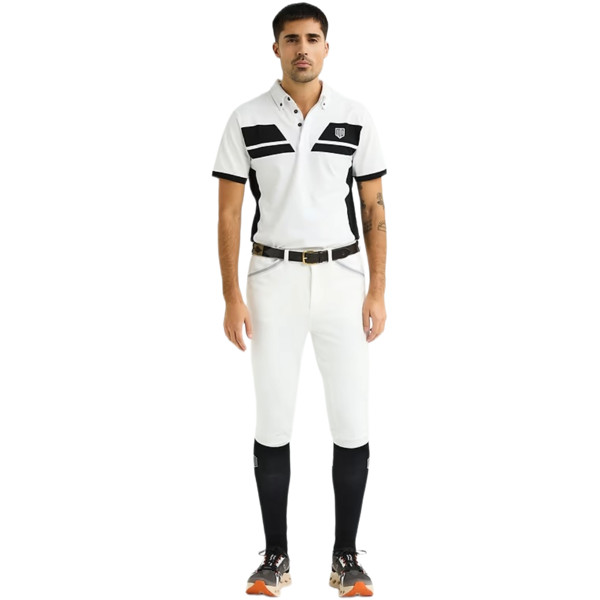Maya Delorez Men's Half Seat Sport Breeches-White-Front View