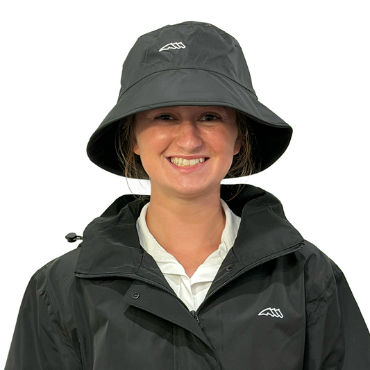 Equiline EQRAINS Waterproof Rain Hat-Black-Front View