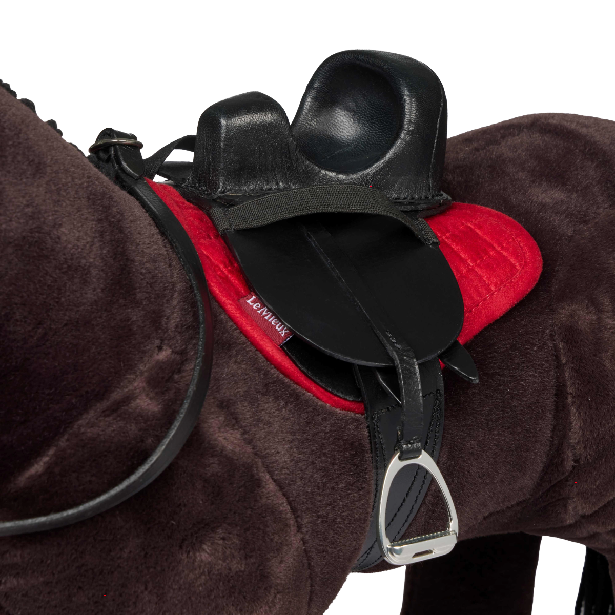 LeMieux Toy Rider Steady Saddle-Black-Model Side View