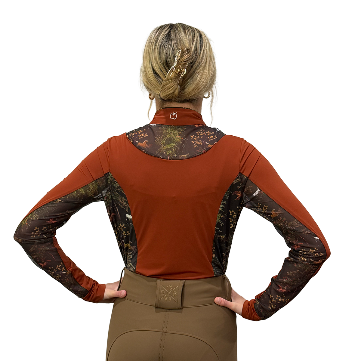 Dapplebay Women's Grace 1/4 Zip Long Sleeve Riding Top-Rust-back view