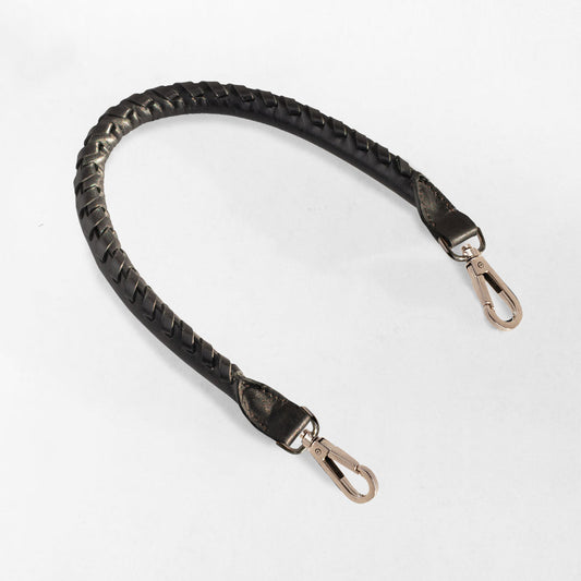 Urban Equestrian  Baseball Stitch Short Strap - Nickel with Black Leather