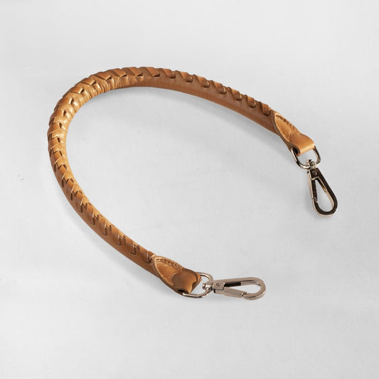 Urban Equestrian  Baseball Stitch Short Strap - Nickel with Caramel Leather