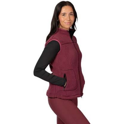 Equinavia Women's Emma Teddy Fleece Vest - burgundy - model