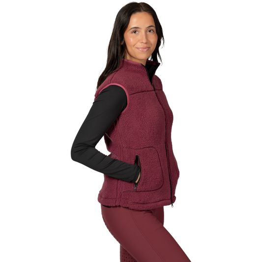 Equinavia Women's Emma Teddy Fleece Vest - burgundy - model