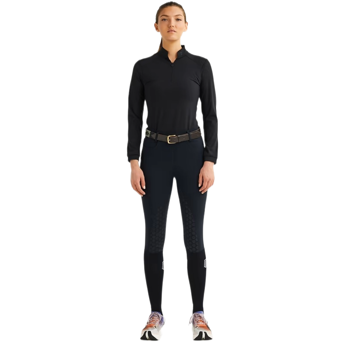 Maya Delorez Women's Half Seat Athlete Breeches-Black-Front View