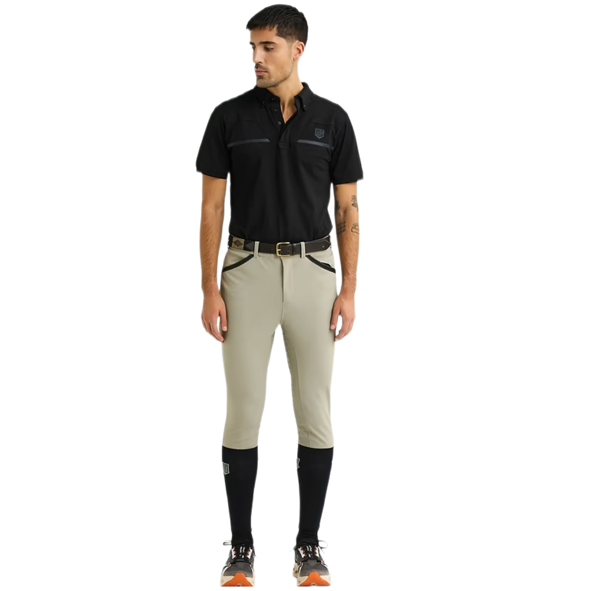 Maya Delorez Men's Half Seat Sport Breeches-Light Beige-Front View