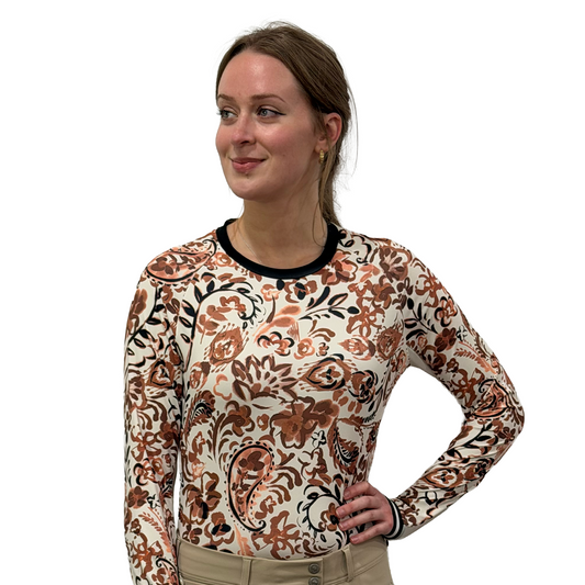 Kastel Long Sleeve Sienna Ikat Crewneck with Striped Cuffs
