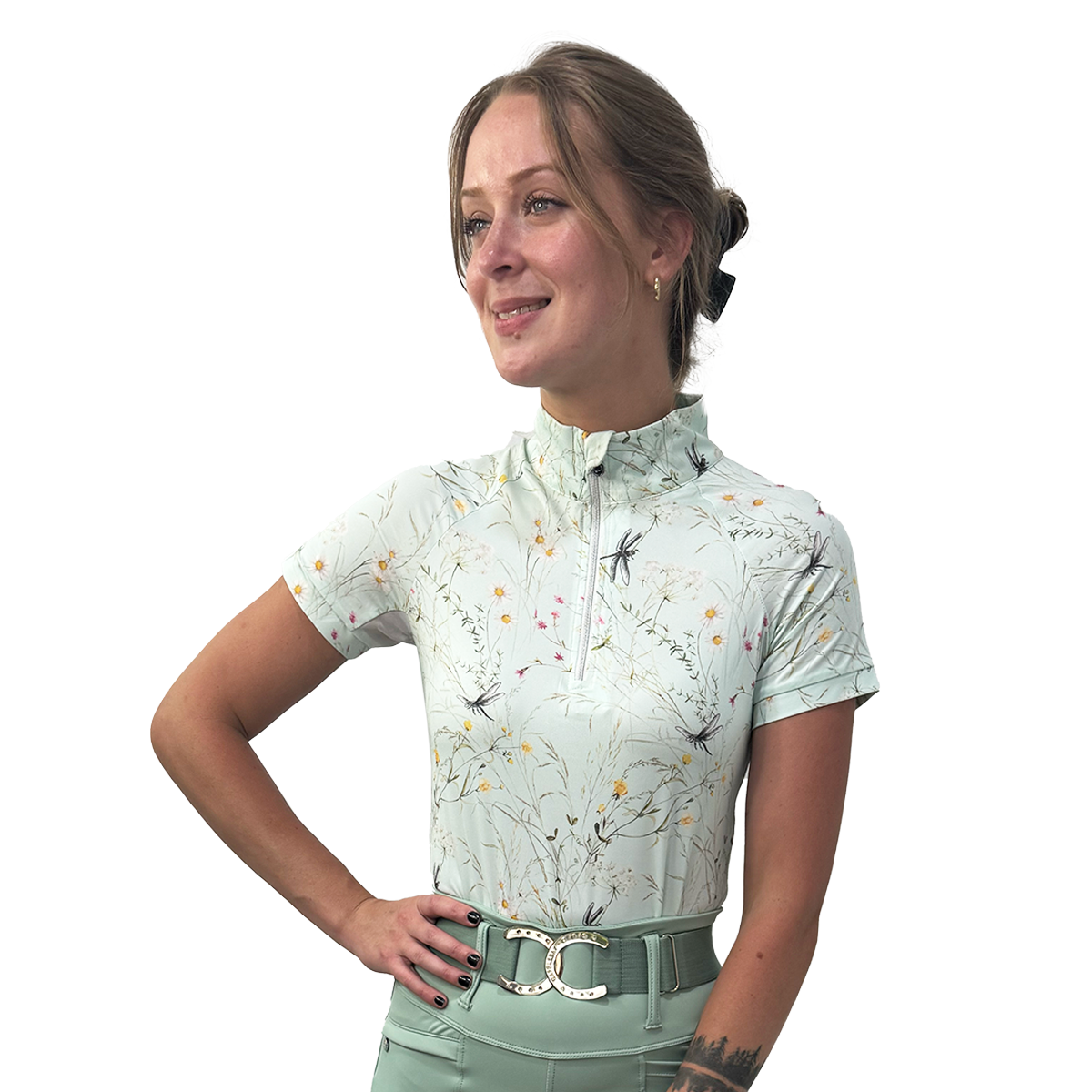 Dapplebay Dragonfly Meadow 1/4 Zip Short Sleeve Riding Top