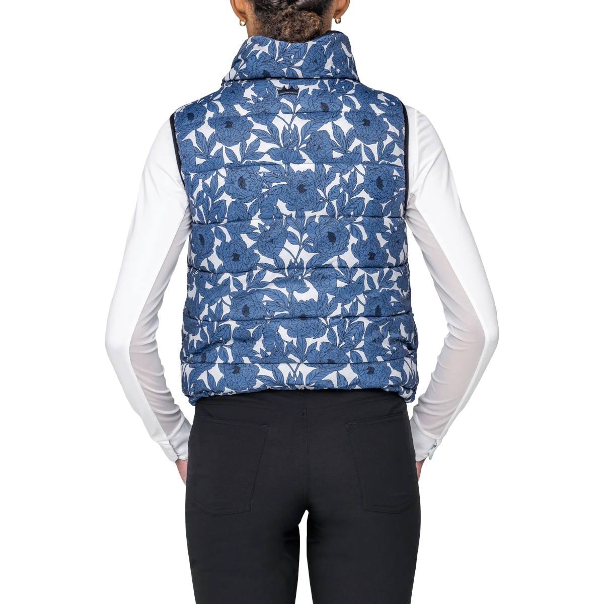 Kastel Pacific Blue Wild Rose and Black Reversible Puffer Vest