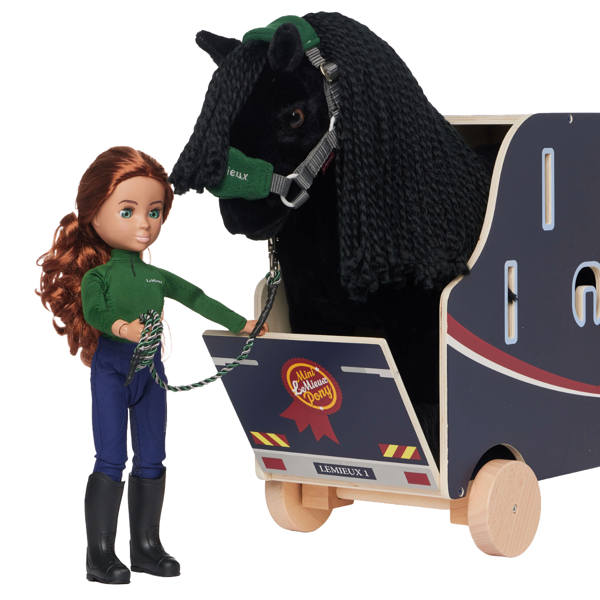 LeMieux Toy Pony Travel Lorry-Wooden-Doll and Horse-Back View