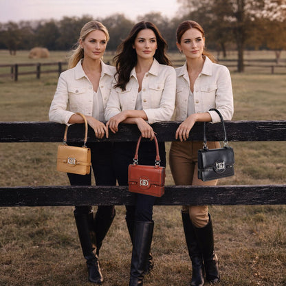Urban Equestrian  Bella -  Horse Bit Talisman Crossbody Luxury Leather Handbag in Caramel