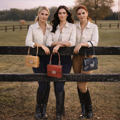 Urban Equestrian  Bella -  Horse Bit Talisman Crossbody Luxury Leather Handbag in Cognac