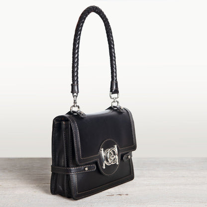 Urban Equestrian  Bella -  Horse Bit Talisman Crossbody Luxury Leather Handbag in Black