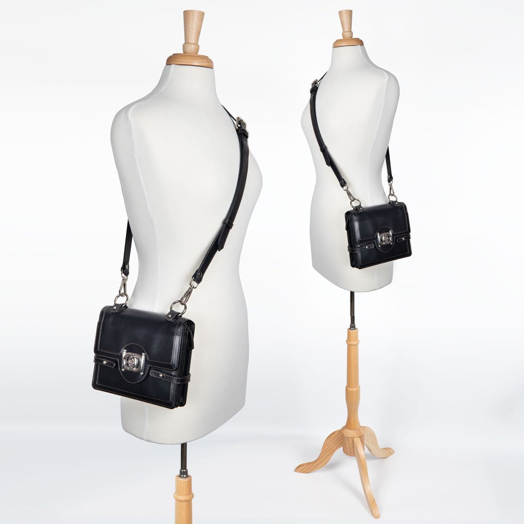 Urban Equestrian  Bella -  Horse Bit Talisman Crossbody Luxury Leather Handbag in Black