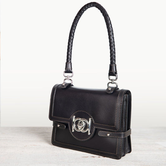Urban Equestrian  Bella -  Horse Bit Talisman Crossbody Luxury Leather Handbag in Black