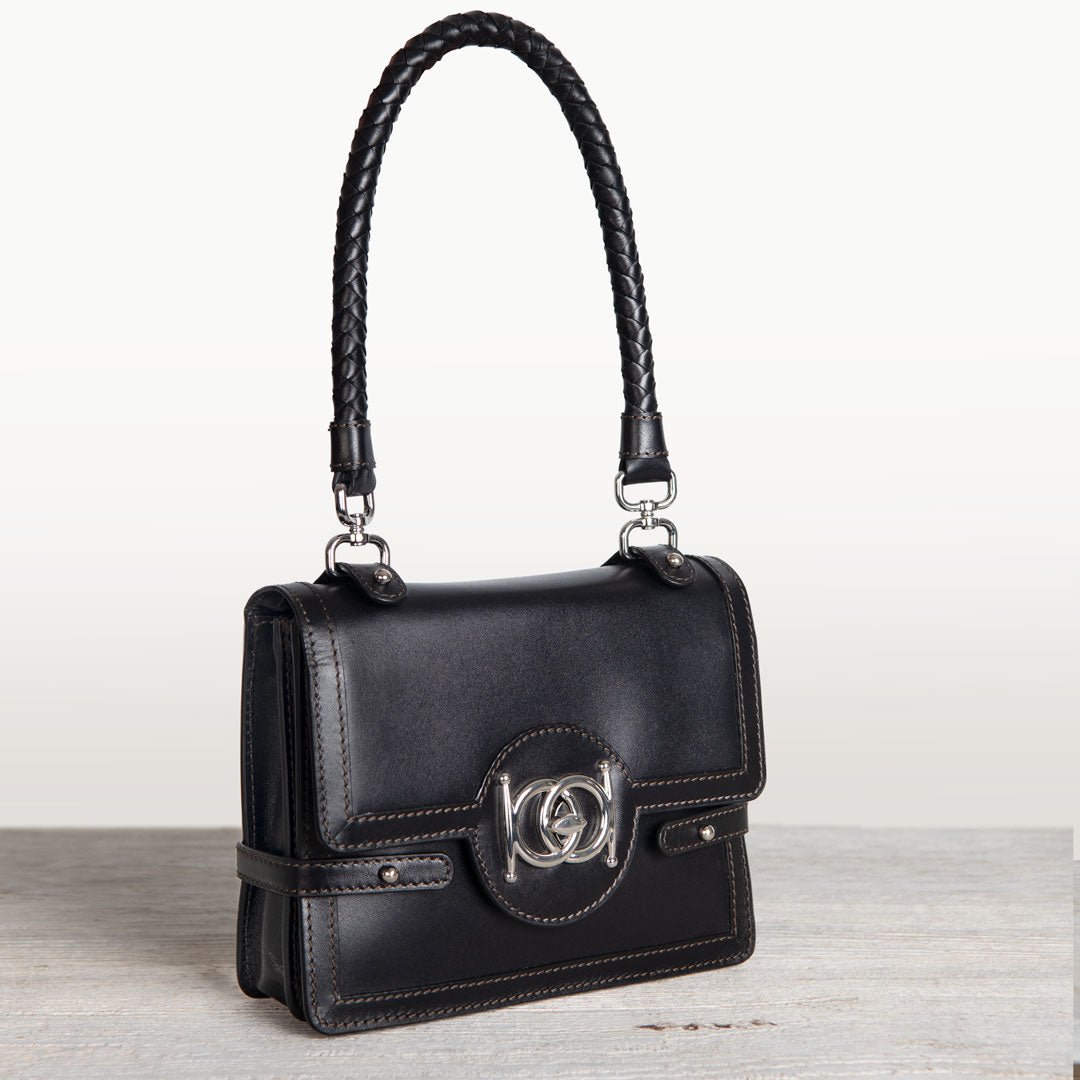 Urban Equestrian  Bella -  Horse Bit Talisman Crossbody Luxury Leather Handbag in Black