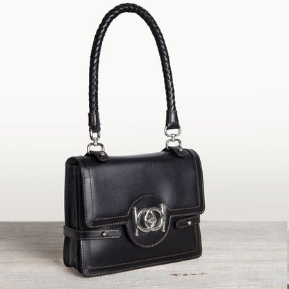 Urban Equestrian  Bella -  Horse Bit Talisman Crossbody Luxury Leather Handbag in Black
