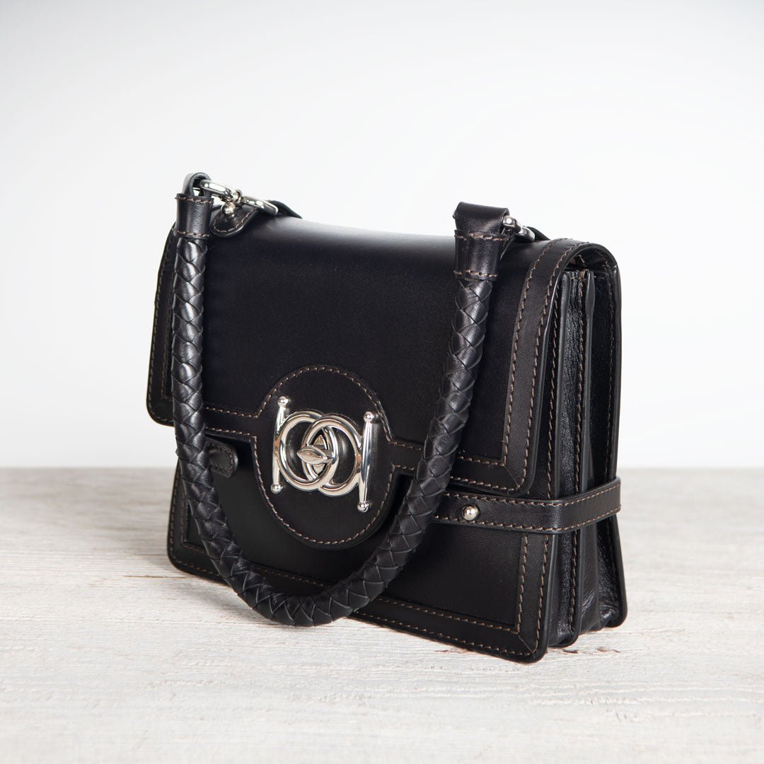 Urban Equestrian  Bella -  Horse Bit Talisman Crossbody Luxury Leather Handbag in Black