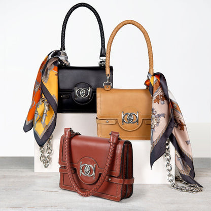 Urban Equestrian  Bella -  Horse Bit Talisman Crossbody Luxury Leather Handbag in Black