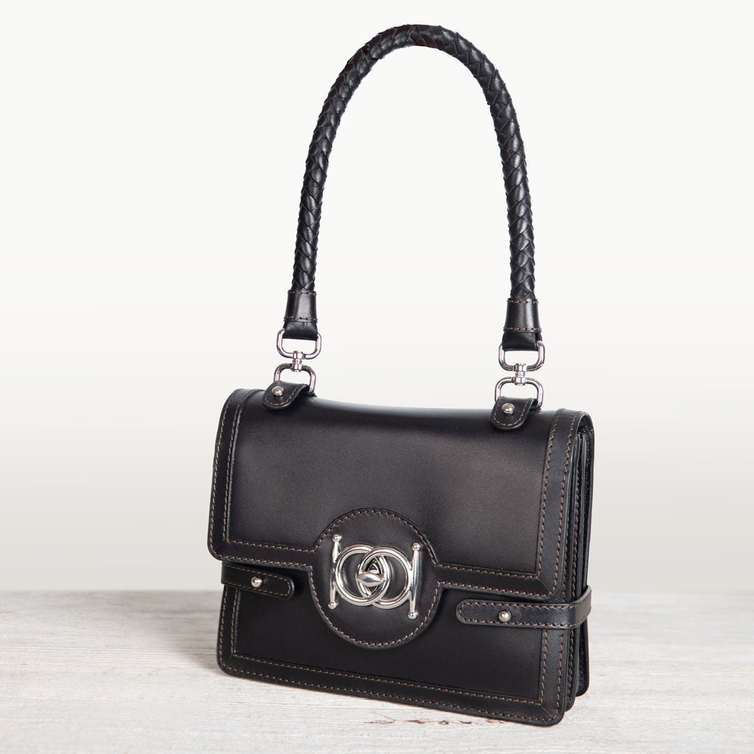 Urban Equestrian  Bella -  Horse Bit Talisman Crossbody Luxury Leather Handbag in Black