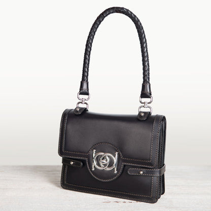 Urban Equestrian  Bella -  Horse Bit Talisman Crossbody Luxury Leather Handbag in Black