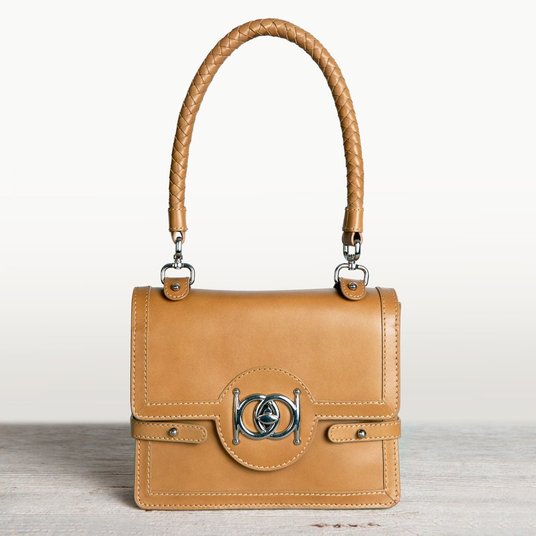 Urban Equestrian  Bella -  Horse Bit Talisman Crossbody Luxury Leather Handbag in Caramel