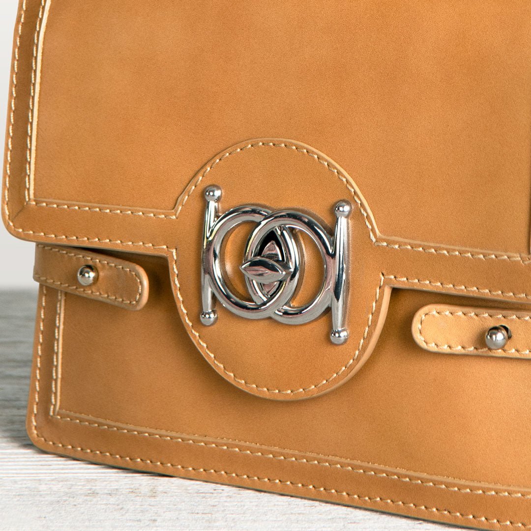 Urban Equestrian  Bella -  Horse Bit Talisman Crossbody Luxury Leather Handbag in Caramel