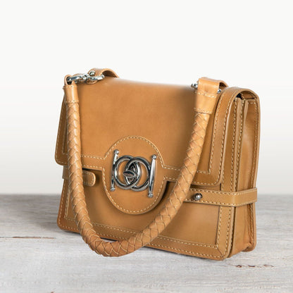 Urban Equestrian  Bella -  Horse Bit Talisman Crossbody Luxury Leather Handbag in Caramel