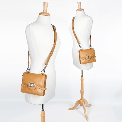 Urban Equestrian  Bella -  Horse Bit Talisman Crossbody Luxury Leather Handbag in Caramel