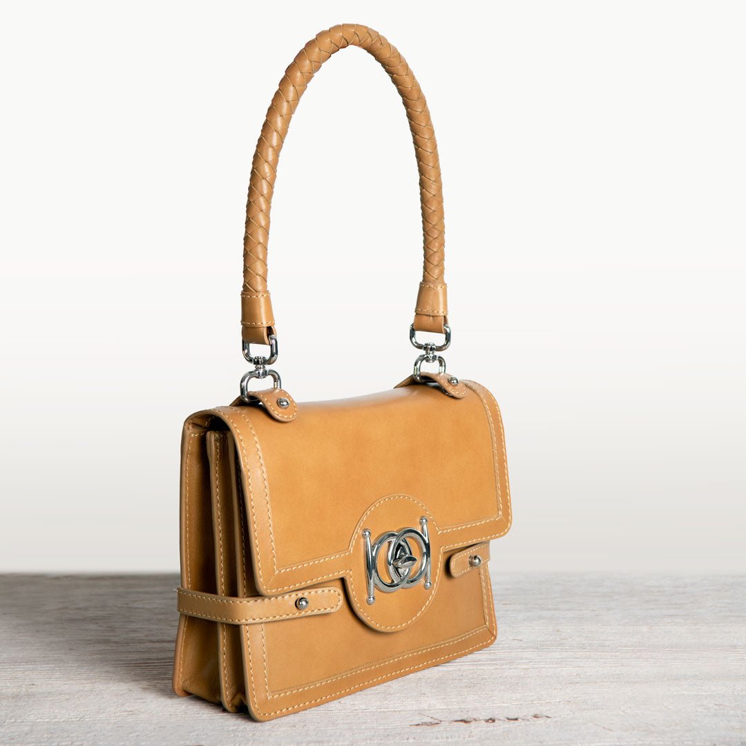 Urban Equestrian  Bella -  Horse Bit Talisman Crossbody Luxury Leather Handbag in Caramel