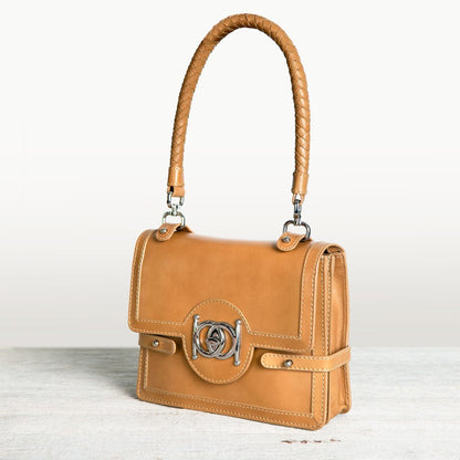 Urban Equestrian  Bella -  Horse Bit Talisman Crossbody Luxury Leather Handbag in Caramel