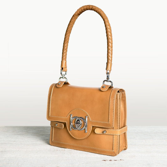 Urban Equestrian  Bella -  Horse Bit Talisman Crossbody Luxury Leather Handbag in Caramel