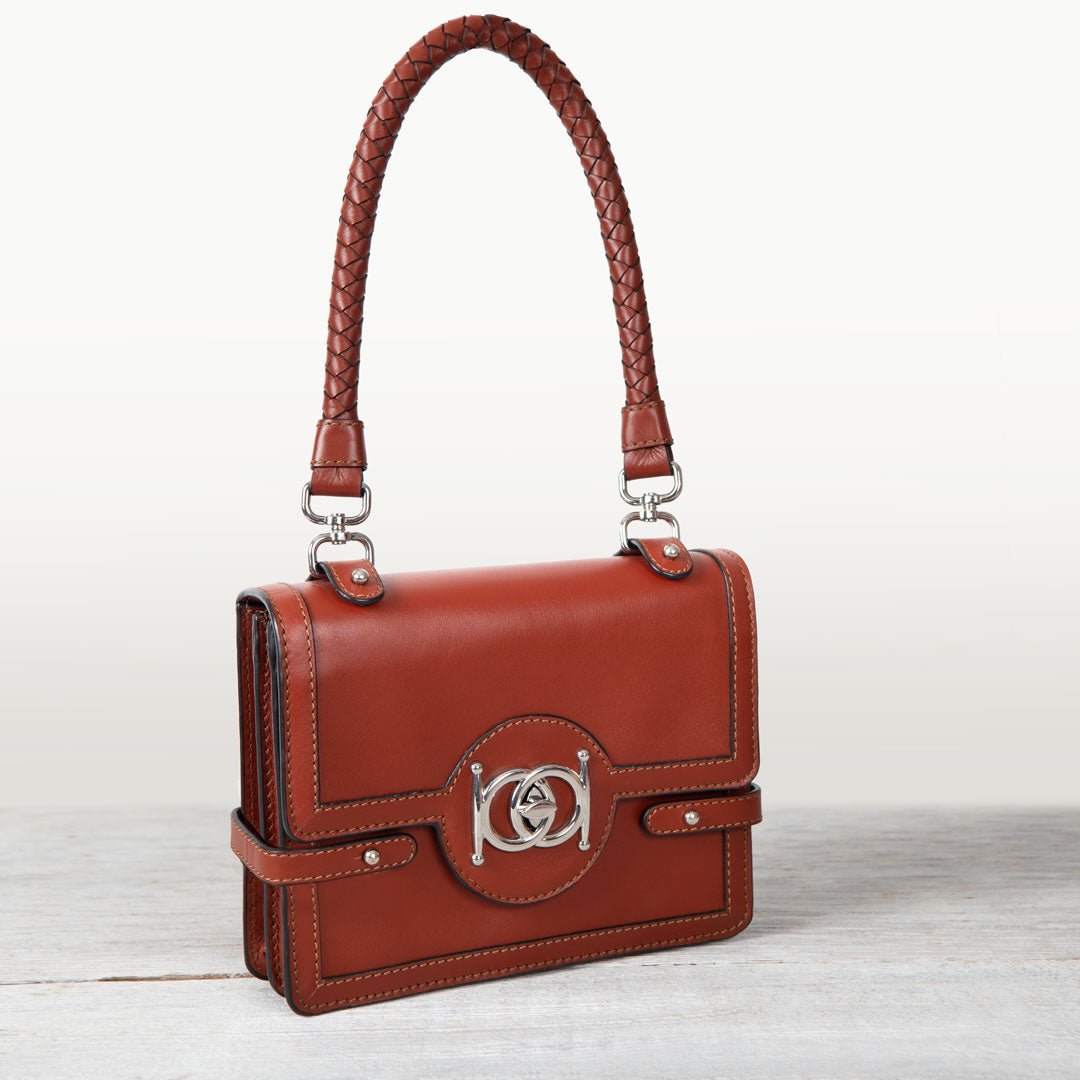 Urban Equestrian  Bella -  Horse Bit Talisman Crossbody Luxury Leather Handbag in Cognac