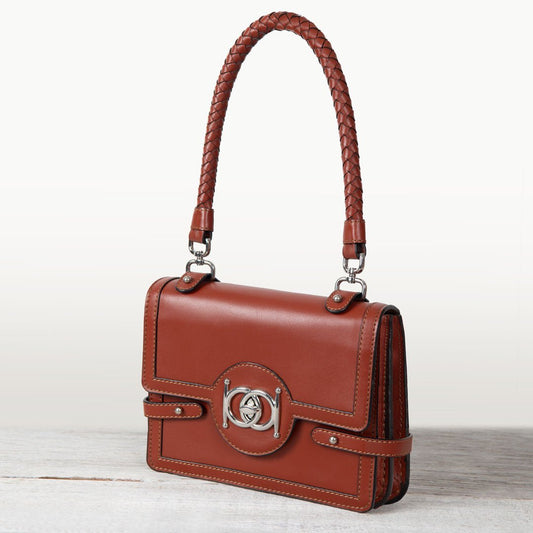 Urban Equestrian  Bella -  Horse Bit Talisman Crossbody Luxury Leather Handbag in Cognac