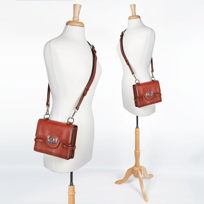 Urban Equestrian  Bella -  Horse Bit Talisman Crossbody Luxury Leather Handbag in Cognac