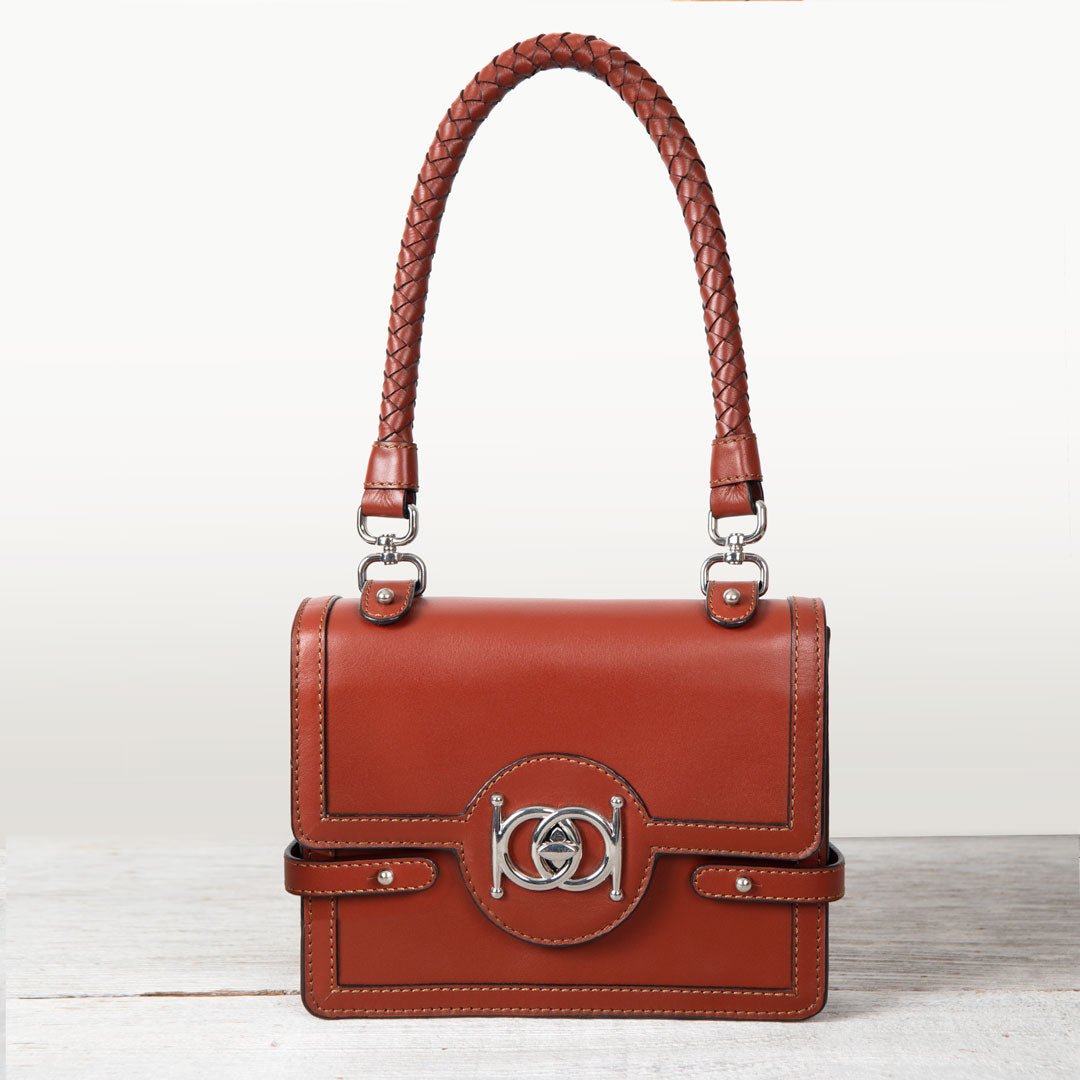 Urban Equestrian  Bella -  Horse Bit Talisman Crossbody Luxury Leather Handbag in Cognac