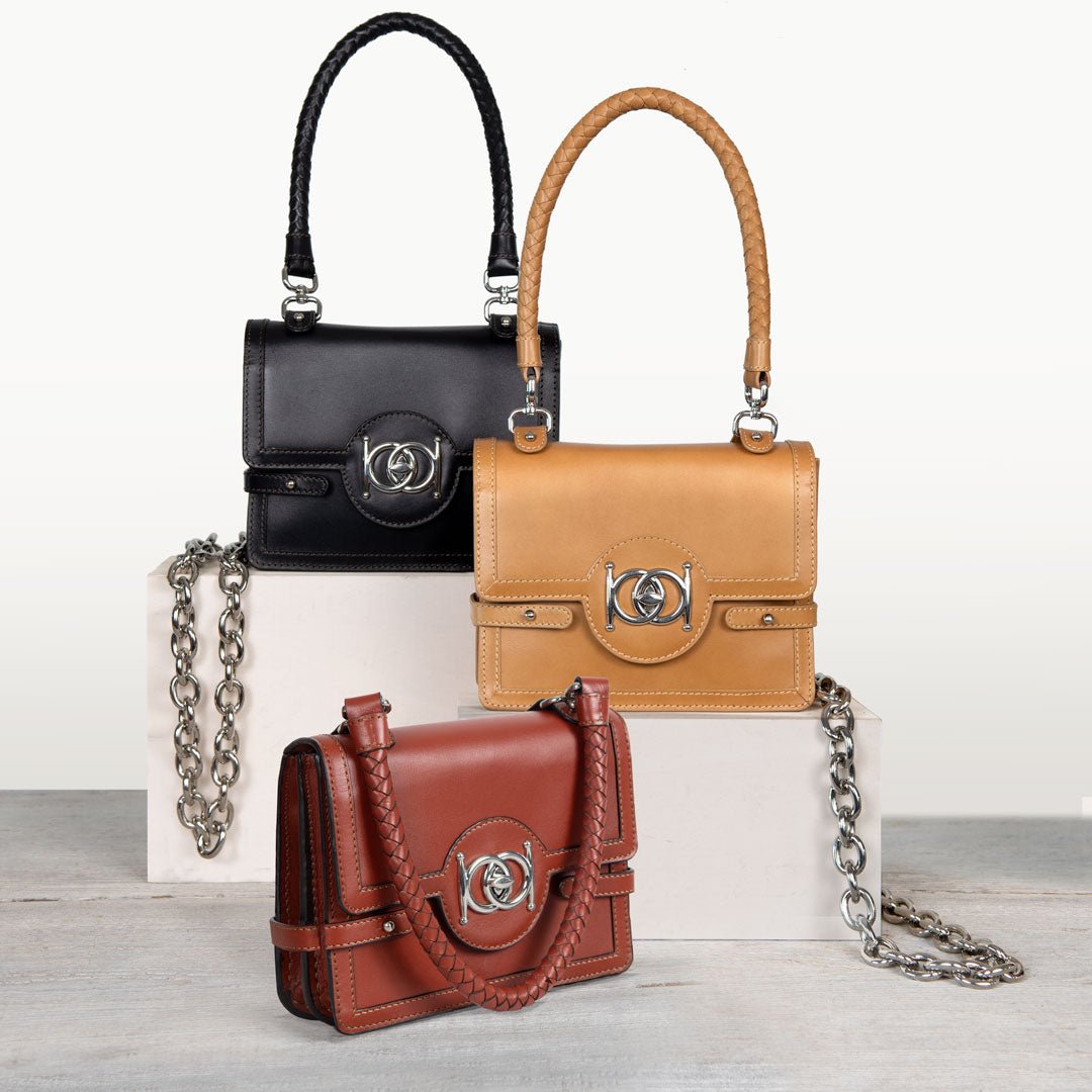 Urban Equestrian  Bella -  Horse Bit Talisman Crossbody Luxury Leather Handbag in Cognac