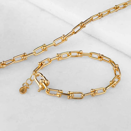 Urban Equestrian  Bellamy - Horseshoe Link Equestrian Bracelet in Gold