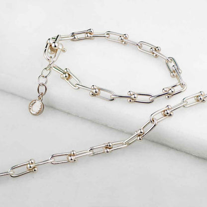 Urban Equestrian  Bellamy - Horseshoe Link Equestrian Bracelet in Silver