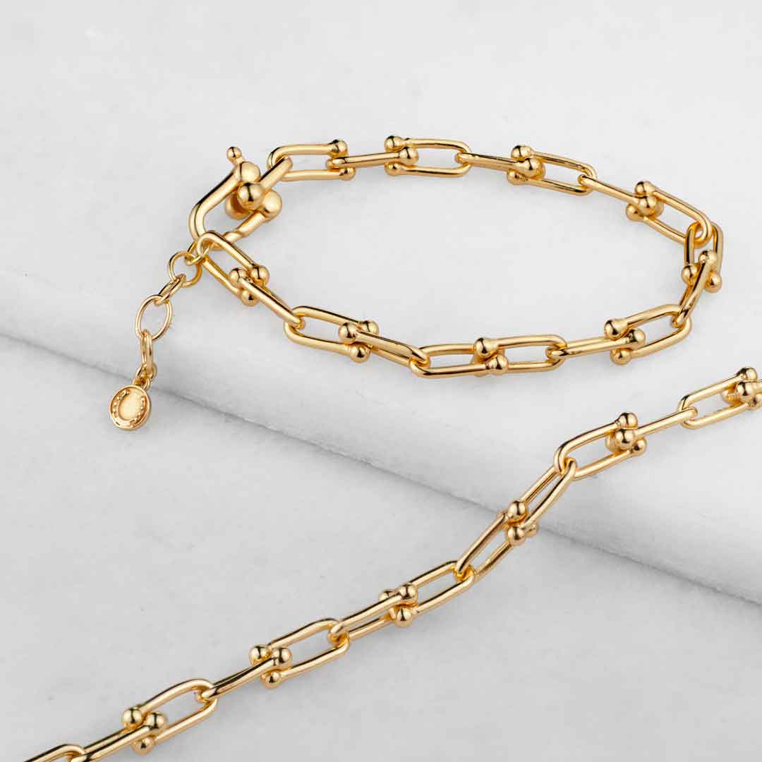 Urban Equestrian  Bellamy - Horseshoe Link Equestrian Necklace in Gold