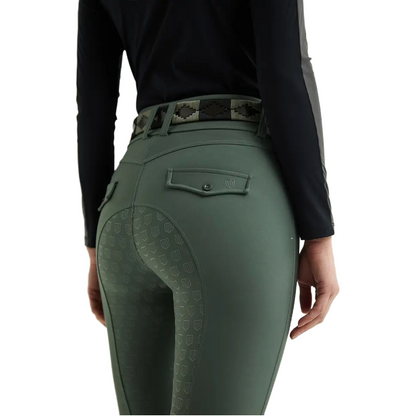 Maya Delorez Women's Half Seat Compression Breeches-Moss Green-Seat View