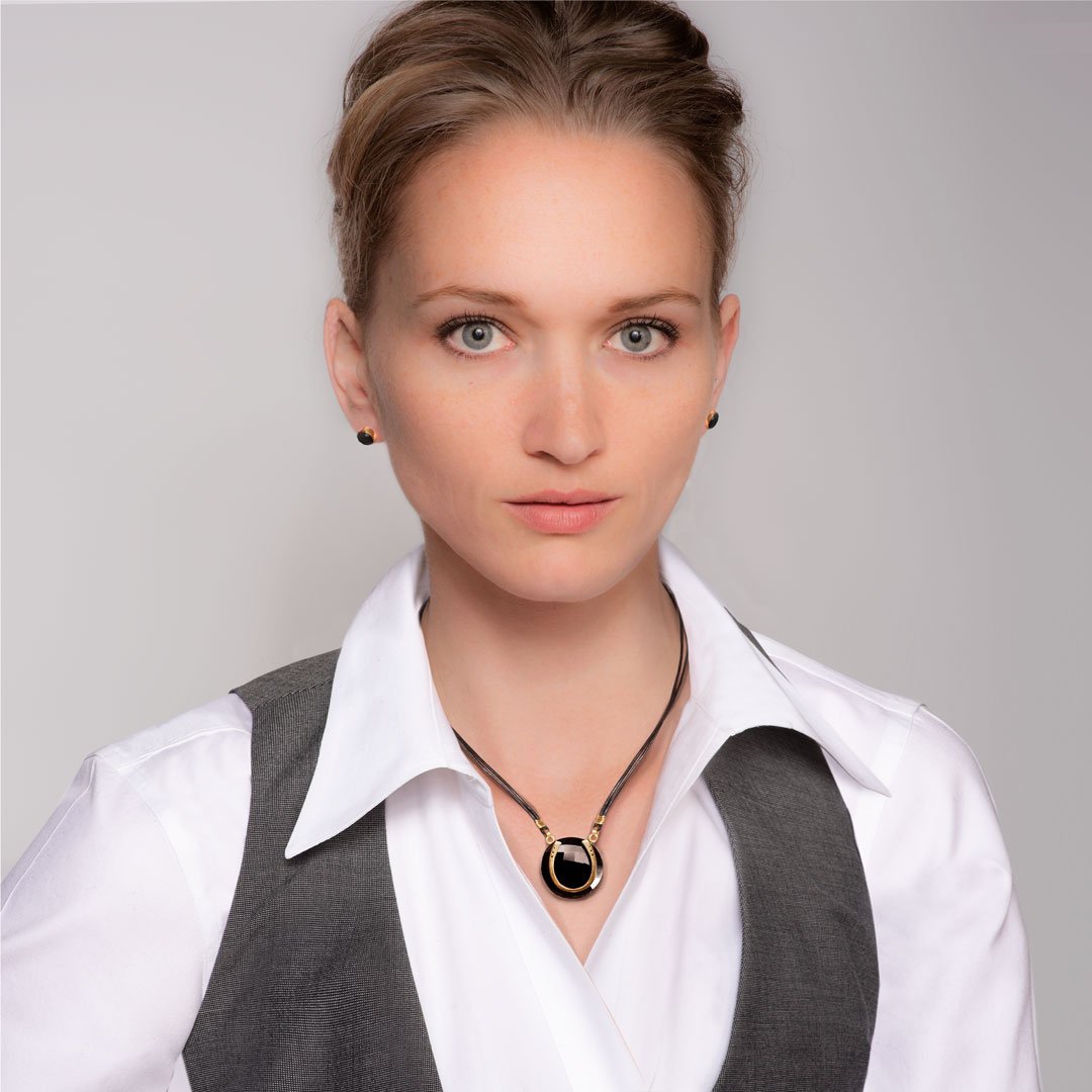 Urban Equestrian  Black Onyx &  Leather 14K Gold Vermeil Horseshoe Necklace